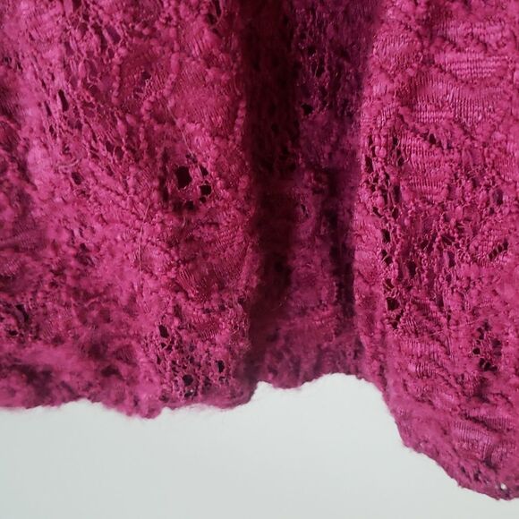 Junior Burgundy Sequin Heart Lace Mini Dress 7 | Party Sparkle Statement - Picture 3 of 7